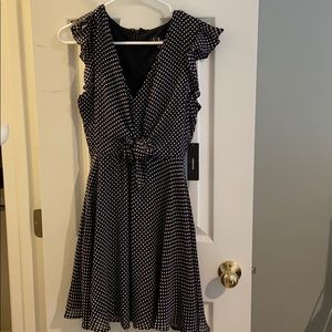 Black + white polka dot dress
